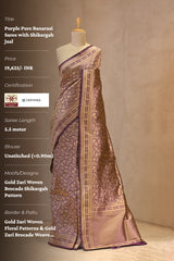 Purple Pure Banarasi Saree with Shikargah Jaal