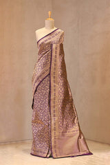 Purple Pure Banarasi Saree with Shikargah Jaal