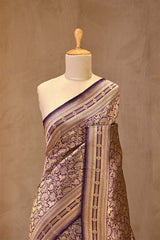 Purple Pure Banarasi Saree with Shikargah Jaal