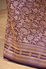 Purple Pure Banarasi Saree with Shikargah Jaal