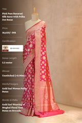 Pink Pure Banarasi Silk Saree with Polka Dot Butas
