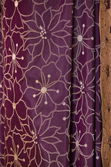 Deep Purple Banarasi Silk Saree with Gold Zari Alfi Floral Jaal and Nakshi Border