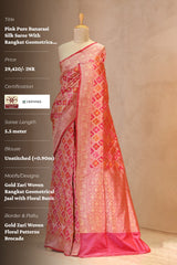 Pink Pure Banarasi Silk Saree With Rangkat Geometrical Jaal