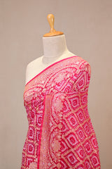 Pink Banarasi Silk Saree with Bandhani & Zari Jaal