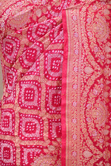 Pink Banarasi Silk Saree with Bandhani & Zari Jaal
