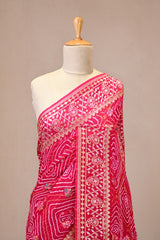 Red Kutch Bandhej Banarasi Silk Saree with Gharchola & Traditional Jaal