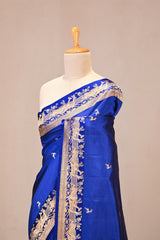 Royal Blue Banarasi Silk Saree with Gold Zari Deer Butis