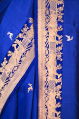 Royal Blue Banarasi Silk Saree with Gold Zari Deer Butis