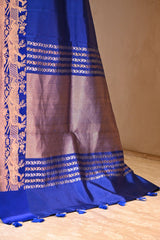 Royal Blue Banarasi Silk Saree with Gold Zari Deer Butis