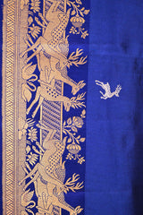 Royal Blue Banarasi Silk Saree with Gold Zari Deer Butis
