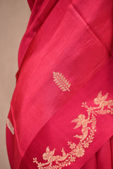Pink Banarasi Silk Saree with Gold Zari Leaf Butis
