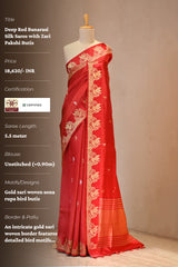 Deep Red Banarasi Silk Saree with Zari Pakshi Butis