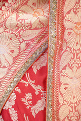 Red Katan Silk Saree with Kadhwa Zari Jaal & Meenakari