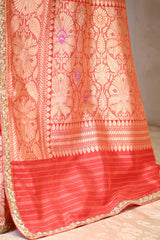 Red Katan Silk Saree with Kadhwa Zari Jaal & Meenakari
