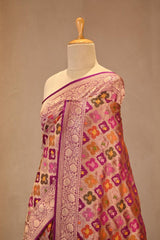 Magenta Pink Banarasi Silk Saree with Zari Rangkat Jaal