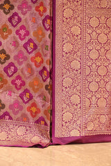 Magenta Pink Banarasi Silk Saree with Zari Rangkat Jaal