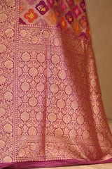 Magenta Pink Banarasi Silk Saree with Zari Rangkat Jaal
