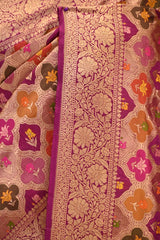 Magenta Pink Banarasi Silk Saree with Zari Rangkat Jaal