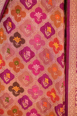 Magenta Pink Banarasi Silk Saree with Zari Rangkat Jaal