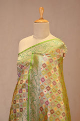 Sage Green Banarasi Silk Saree with Zari Geometrical Jaal