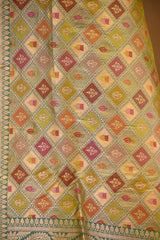 Sage Green Banarasi Silk Saree with Zari Geometrical Jaal