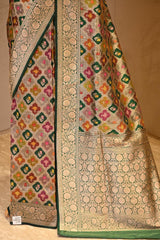 Green Banarasi Silk Saree with Zari Rangkat Jaal Pattern
