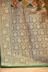 Green Banarasi Silk Saree with Zari Rangkat Jaal Pattern