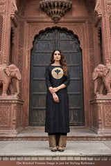 Black Katan Silk Two Piece Salwar Suit Set