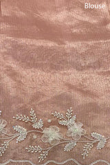 Peach Embellished Tissue Silk Saree