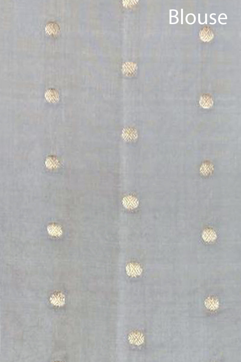 Pearl White Sonarupa Handloom Banarasi Silk Saree