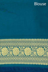 Teal Blue Ethnic Woven Silk Saree