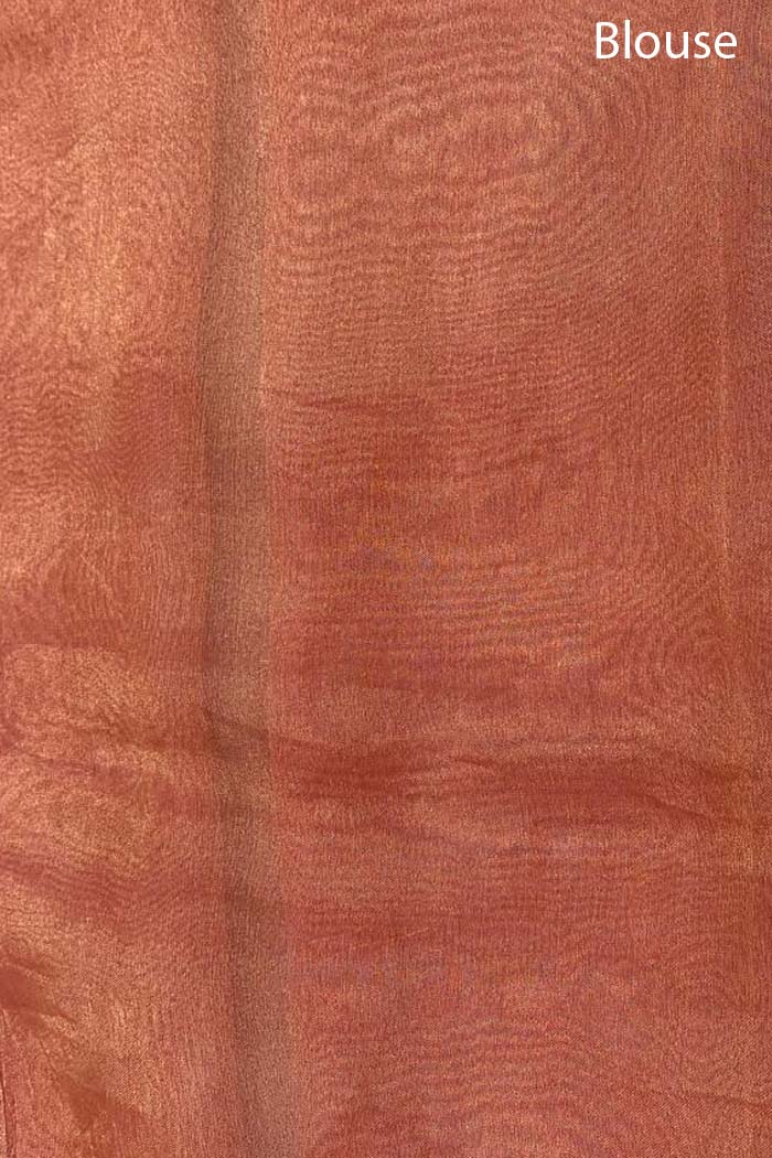 Orange & Yellow Shaded Handwoven Tissue Silk Saree