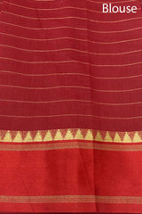 Dark Brown Checkered Cotton Banarasi Saree