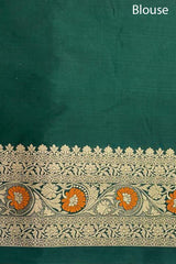 Bottle Green Meenakari Handwoven Banarasi Katan Silk Saree