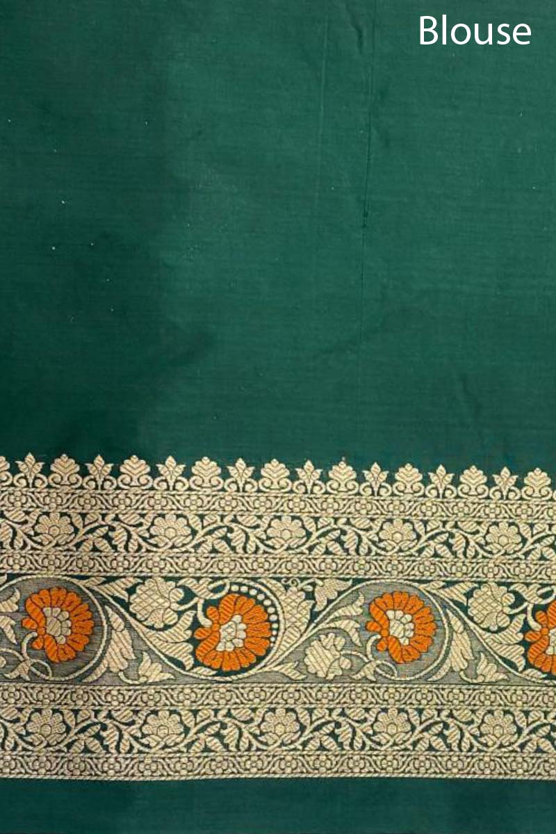 Bottle Green Meenakari Handwoven Banarasi Katan Silk Saree