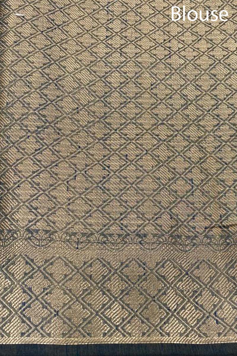 Silver Grey Ethnic Cotton Banarasi Saree