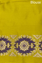 Banarasi Neon Yellow Handloom Satin Silk Saree