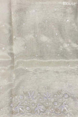 Snowy White Embellished Tissue Silk Saree