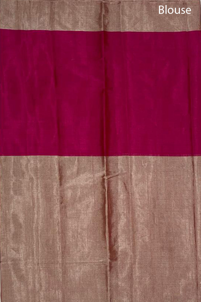 Magenta Pink Woven Tissue Silk Banarasi Saree