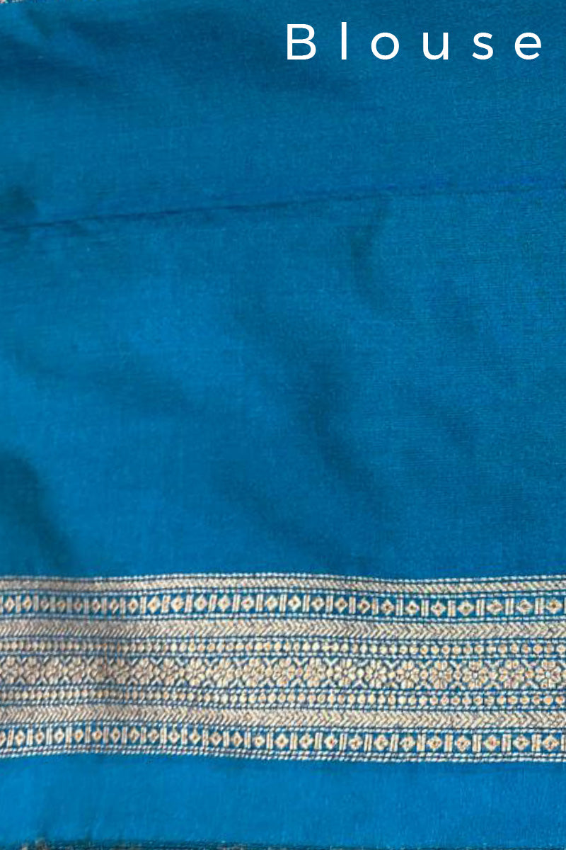 Teal Ethnic Woven Silk Saree