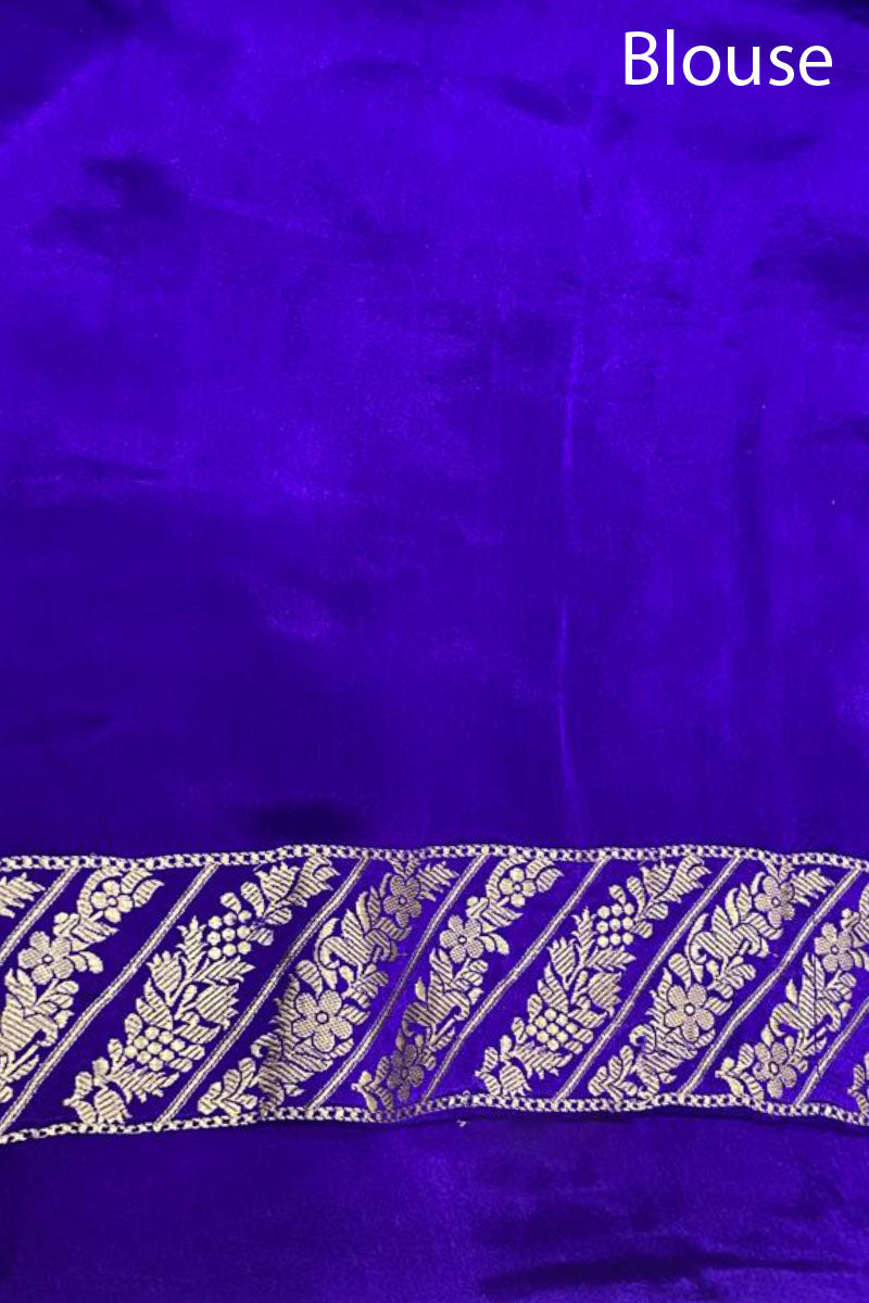 Deep Purple Ethnic Kadhwa Handloom Banarasi Gajji Silk Saree