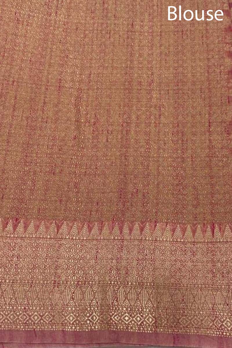 Rust Mauve Ethnic Woven Bnarasi Cotton Saree