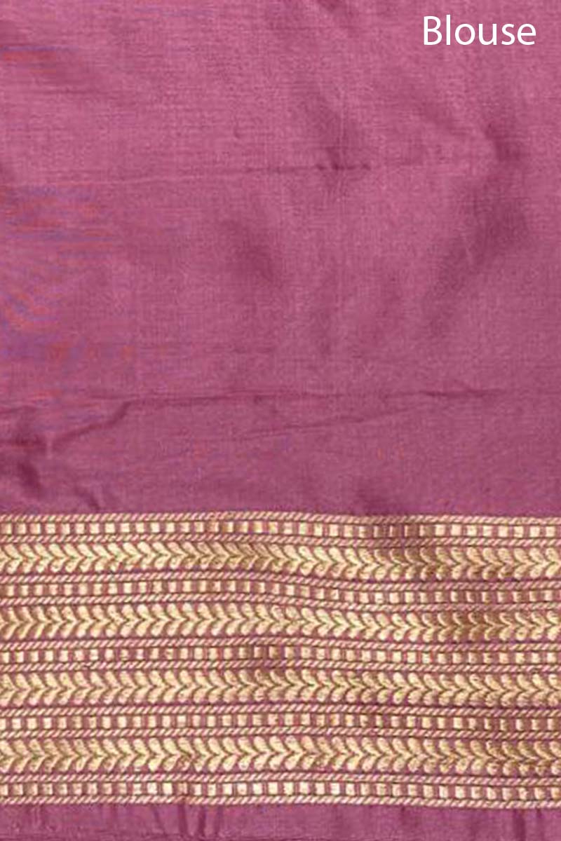 Pastel Pink Striped Handloom Banarasi Katan Silk Saree