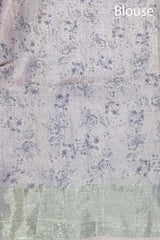 Mauve Floral Printed Tissue Silk Saree