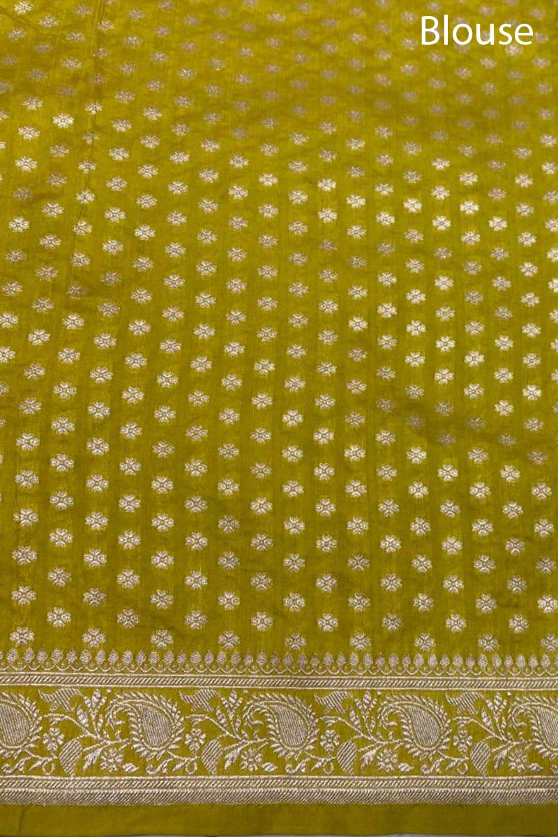 Deep Yellow Meenakari Handwoven Banarasi Katan Silk Saree