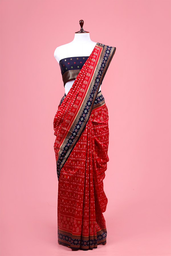 Red Casual Silk Saree By Chinaya Banaras