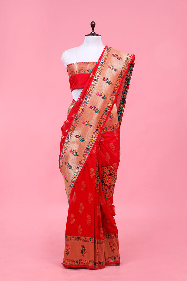 Red Paithani Woven Silk Saree