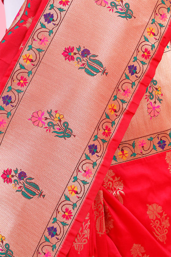 Red Paithani Woven Silk Saree