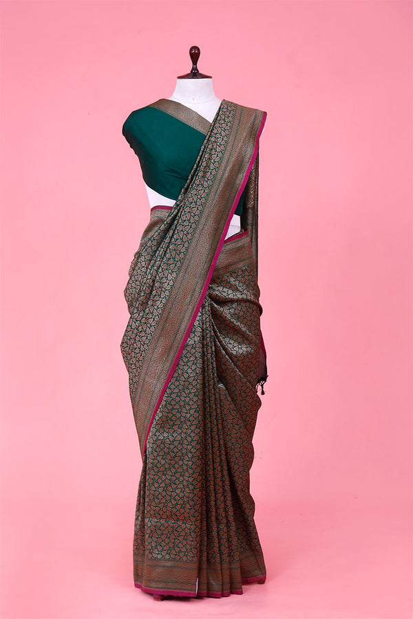 Dark Green Woven Soft Silk Saree for Party/Festive/Wedding Wear