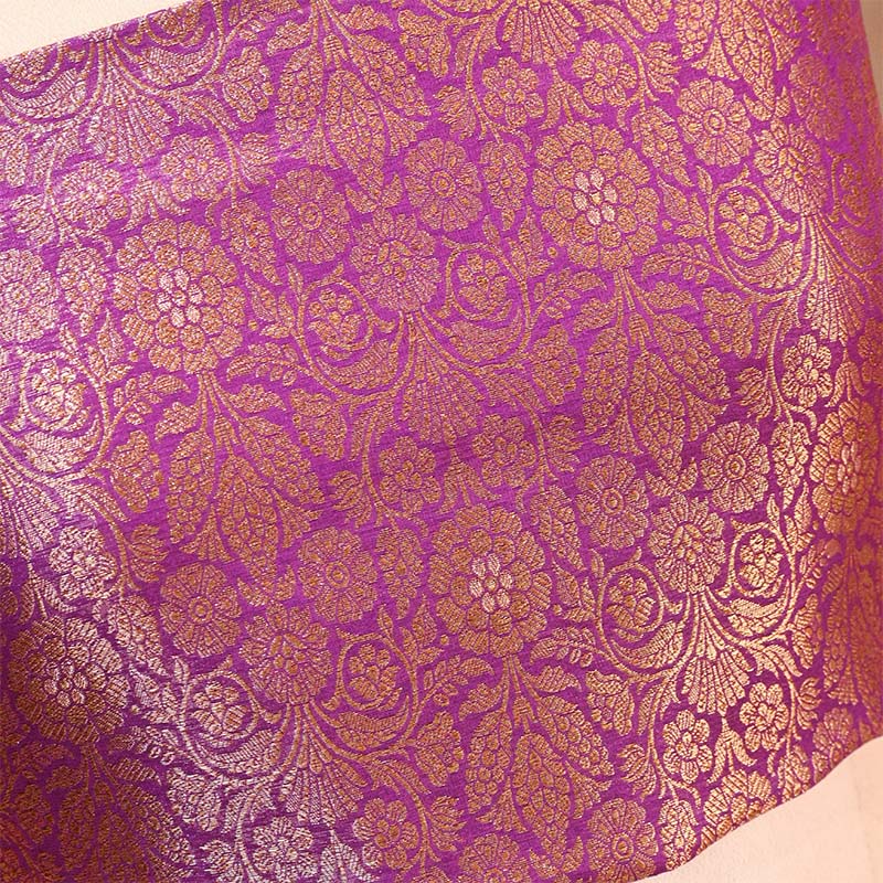 Purple Soft Silk with Zari Stripes